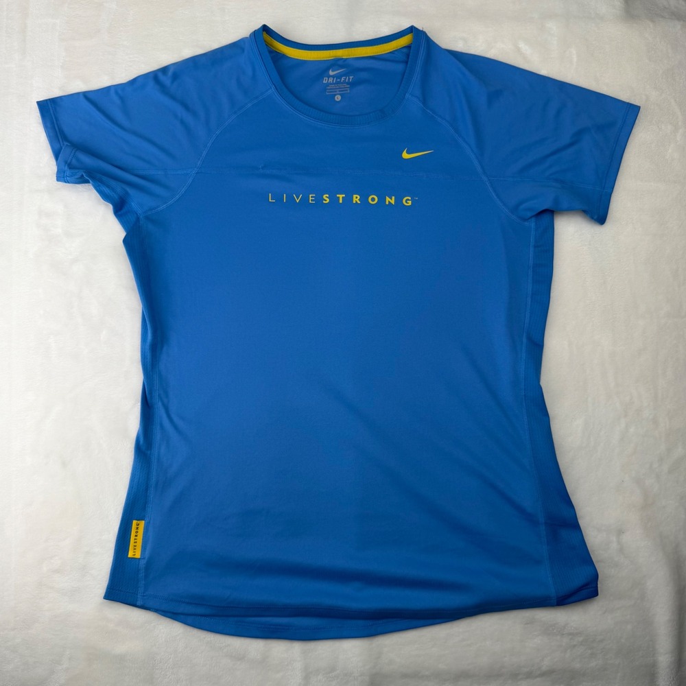 Nike Livestrong Dri-FIT Running Shirt Athletic Training Top Large + To Go Cup - Picture 2 of 14